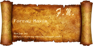 Forray Maxim névjegykártya